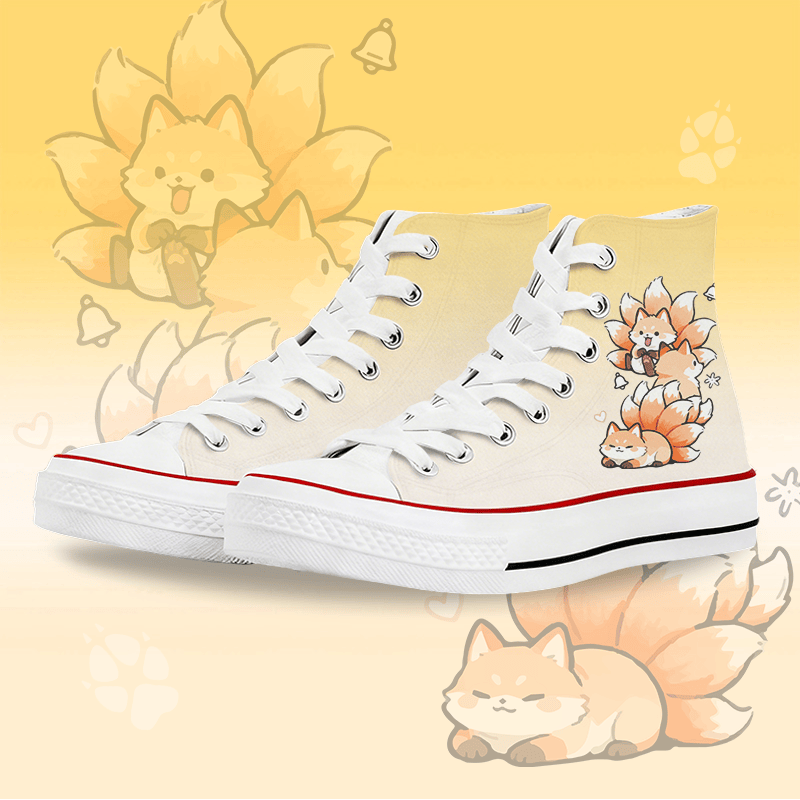 MODAKAWA Gradient Nine-tailed Fox Graphic High Top Canvas Schuhe - White B - 45 - image 2