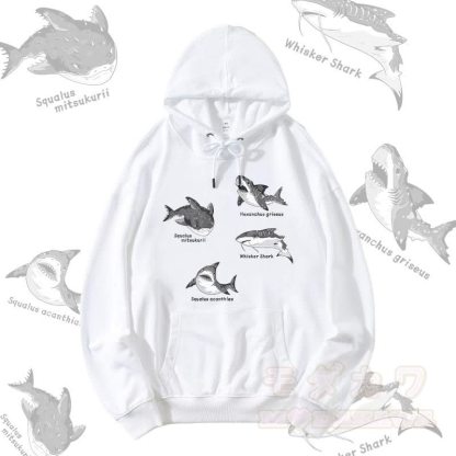 MODAKAWA Streetwear-Pullover-Hoodie mit Hai-Motiv - Weiß - 5XL - image 3