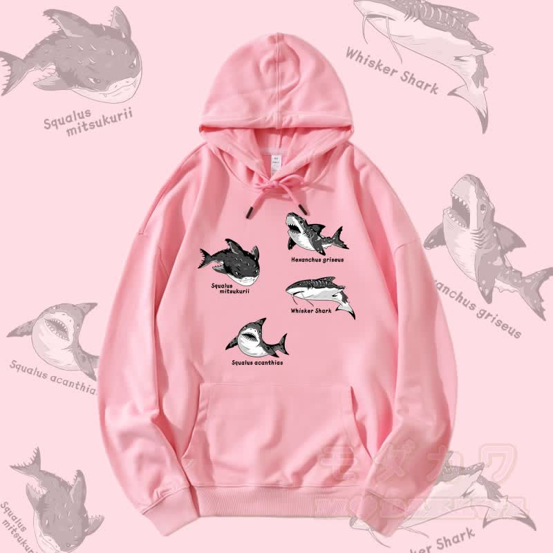 MODAKAWA Streetwear-Pullover-Hoodie mit Hai-Motiv - Rosa - 5XL - image 2