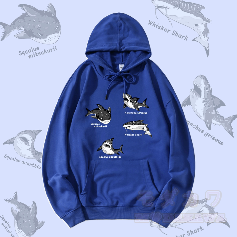 MODAKAWA Streetwear-Pullover-Hoodie mit Hai-Motiv - Blau - 5XL - image 1