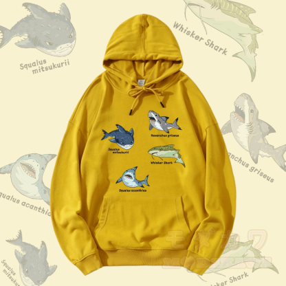 MODAKAWA Streetwear-Pullover-Hoodie mit Hai-Motiv - Gelb - 5XL - image 2