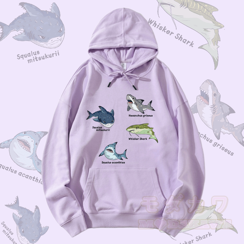 MODAKAWA Streetwear-Pullover-Hoodie mit Hai-Motiv - Lila - 5XL - image 1