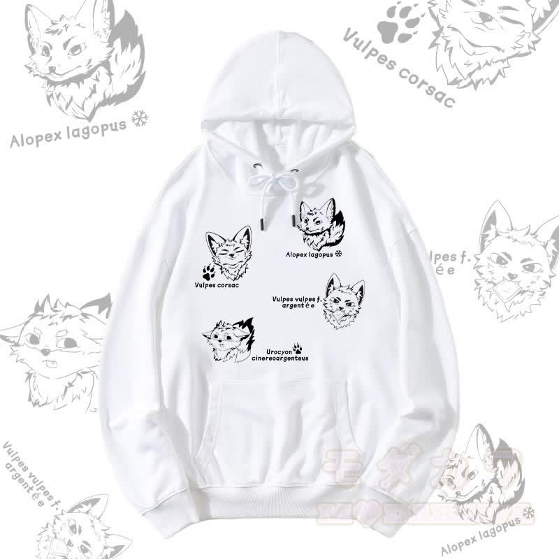 MODAKAWA Fox Species Graphic Streetwear Pullover Hoodie - Weiß - 5XL - image 7