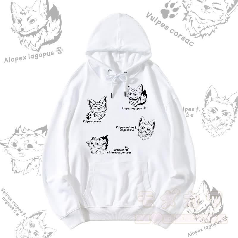 MODAKAWA Fox Species Graphic Streetwear Pullover Hoodie - Weiß - 5XL - image 7