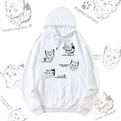 MODAKAWA Fox Species Graphic Streetwear Pullover Hoodie - Weiß - 5XL - image 7