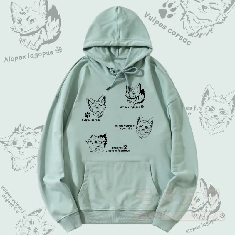 MODAKAWA Fox Species Graphic Streetwear Pullover Hoodie - Grün - 5XL - image 6