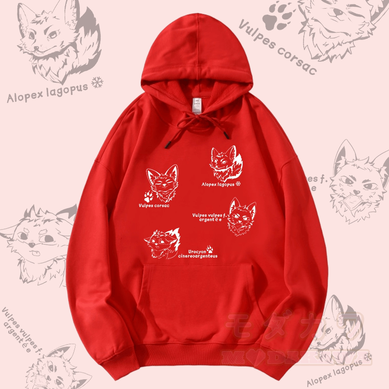 MODAKAWA Fox Species Graphic Streetwear Pullover Hoodie - Rot - 5XL - image 5