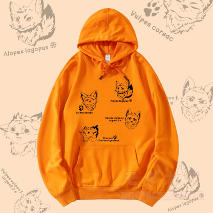 MODAKAWA Fox Species Graphic Streetwear Pullover Hoodie - Orange - 5XL - image 3