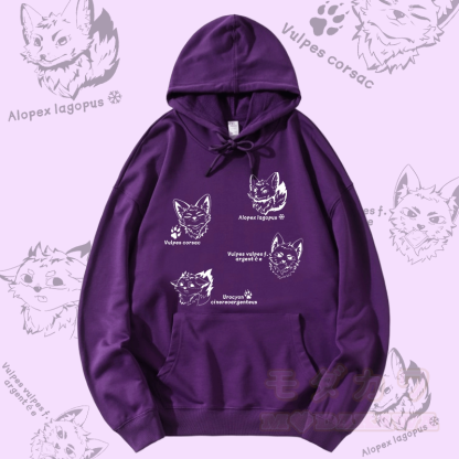MODAKAWA Fox Species Graphic Streetwear Pullover Hoodie - Dunkelviolett - 5XL - image 2