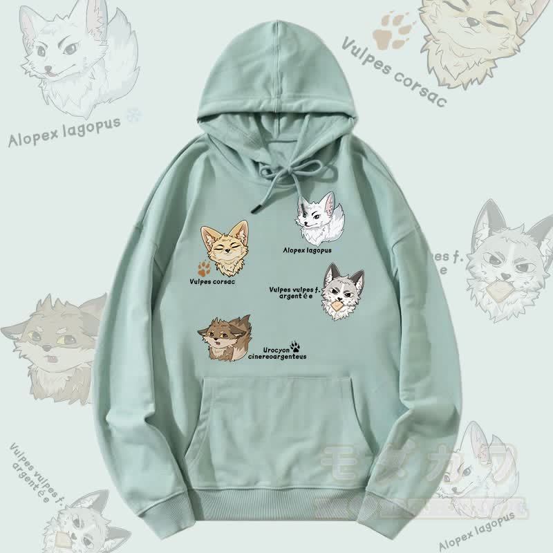 MODAKAWA Fox Species Graphic Streetwear Pullover Hoodie - Grün - 5XL - image 1