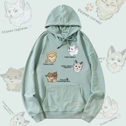MODAKAWA Fox Species Graphic Streetwear Pullover Hoodie - Grün - 5XL - image 1