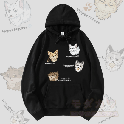MODAKAWA Fox Species Graphic Streetwear Pullover Hoodie - Schwarz - 5XL - image 5