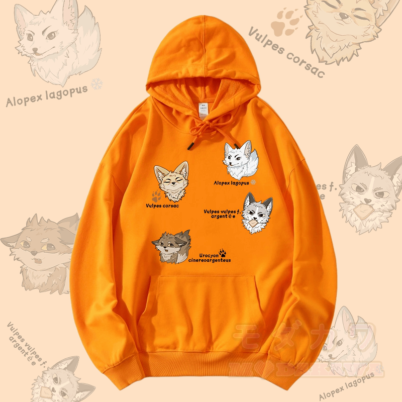 MODAKAWA Fox Species Graphic Streetwear Pullover Hoodie - Orange - 5XL - image 3