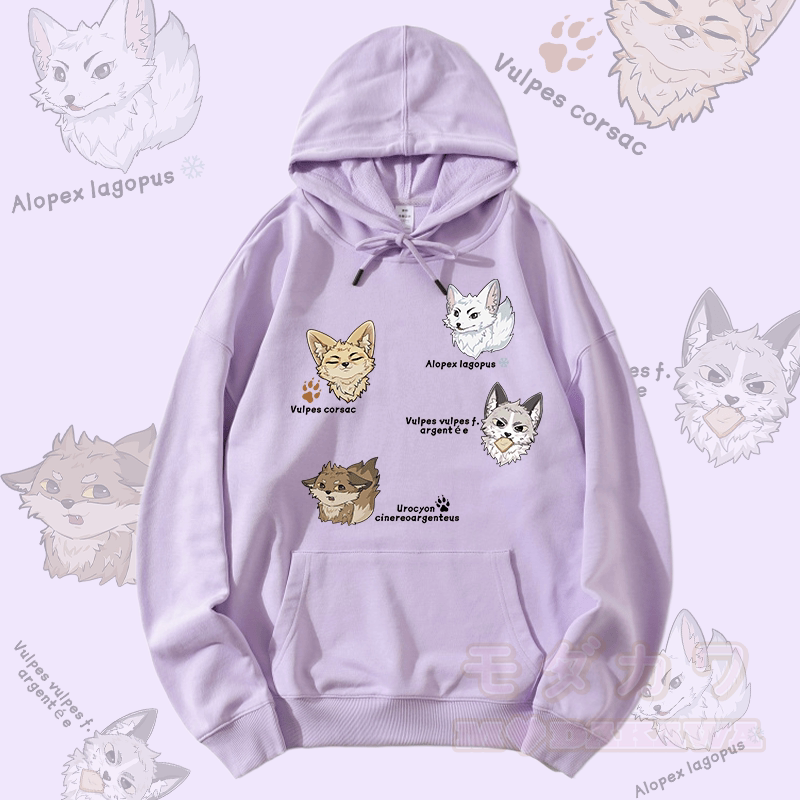 MODAKAWA Fox Species Graphic Streetwear Pullover Hoodie - Lila - 5XL - image 2