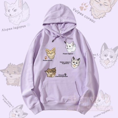 MODAKAWA Fox Species Graphic Streetwear Pullover Hoodie - Lila - 5XL - image 2