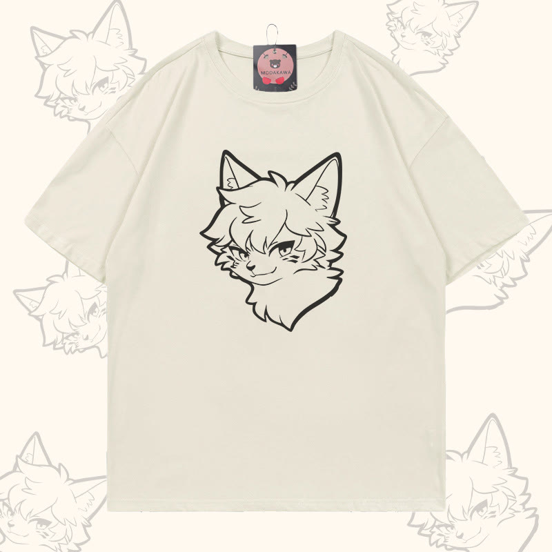 MODAKAWA Cat Boy Grafik-T-Shirt - Beige - 5XL - image 2