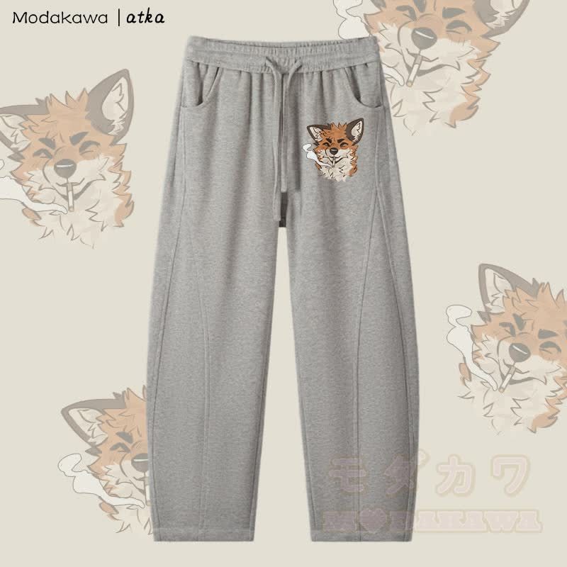 MODAKAWA X atka Fox Smoking Graphic Herren Kordelzughose - Heidegrau - 4XL - image 2