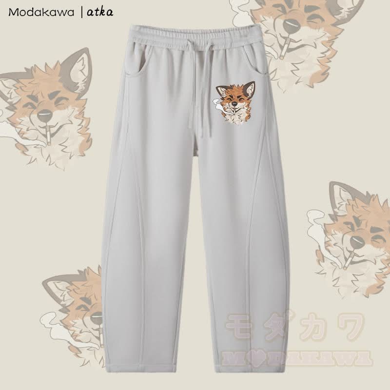 MODAKAWA X atka Fox Smoking Graphic Herren Kordelzughose - Grau - 4XL - image 1