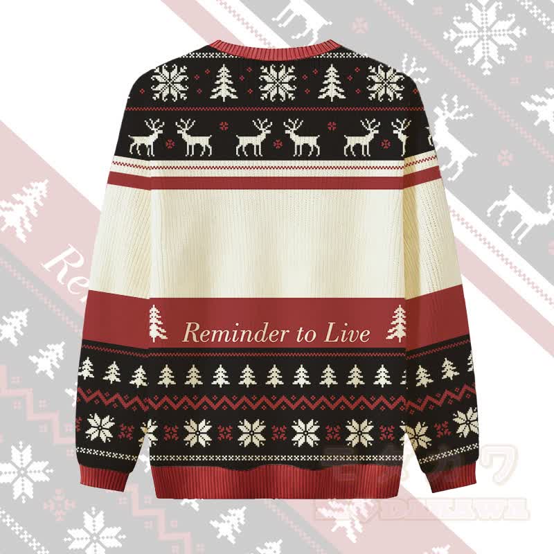 MODAKAWA REMINDER TO LIVE Weihnachtspullover mit Katzenmotiv (Cat In Hat) - image 2