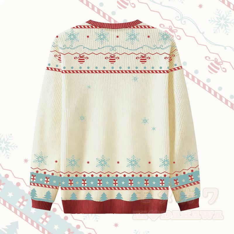 MODAKAWA REMINDER TO LIVE Katzenreitendes Rentier Weihnachtspullover mit Grafik - image 2