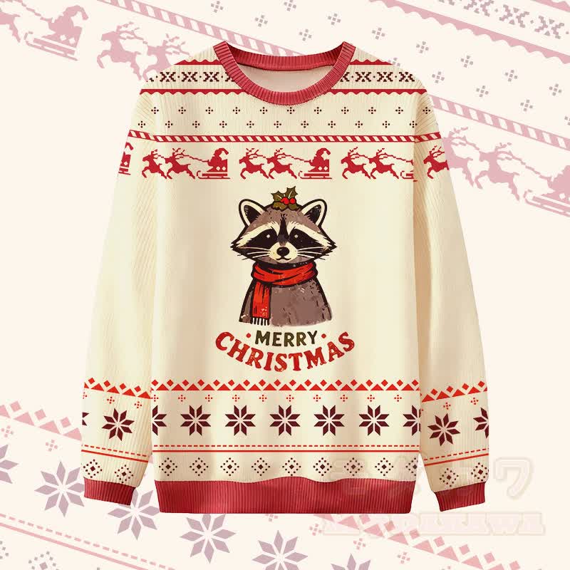 MODAKAWA FROHE WEIHNACHTEN Pullover mit rotem Panda-Motiv - Aprikose - 4XL - image 1