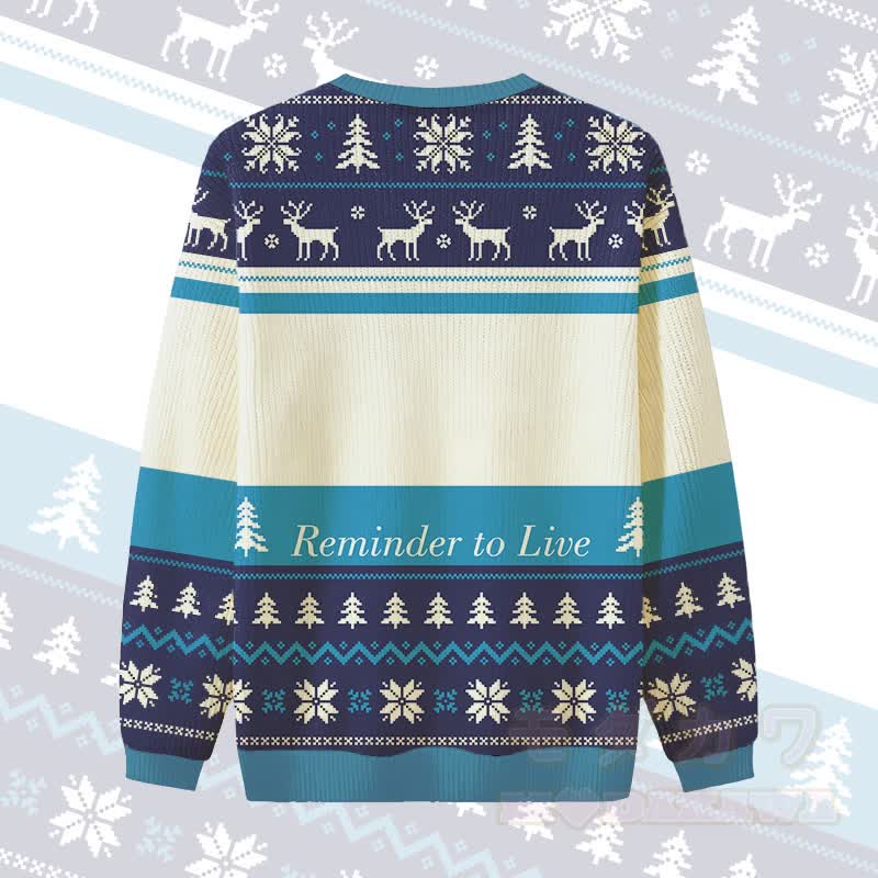 MODAKAWA REMINDER TO LIVE Weihnachtspullover mit Katzenmotiv (Cat In Hat) - image 4