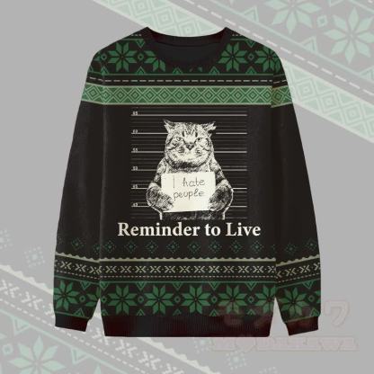 MODAKAWA ERINNERUNG AN DAS LEBEN Pullover mit Katzenmotiv und Mugshot-Motiv - Schwarz - 4XL - image 3