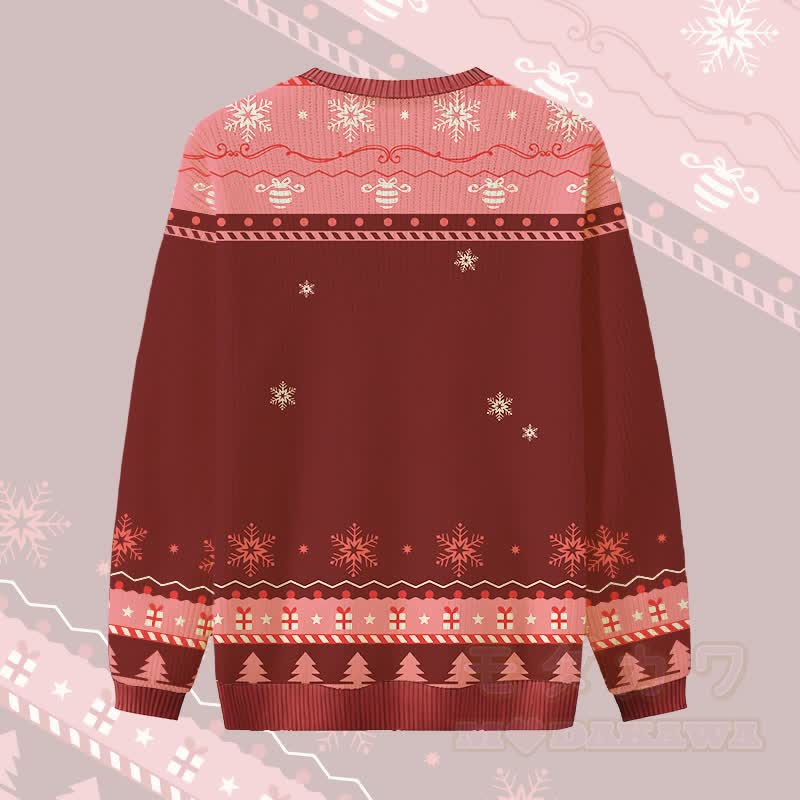 MODAKAWA REMINDER TO LIVE Katzenreitendes Rentier Weihnachtspullover mit Grafik - image 4