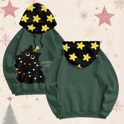 MODAKAWA Weihnachtspullover mit schwarzem Katzenmotiv und Allover-Print - image 1