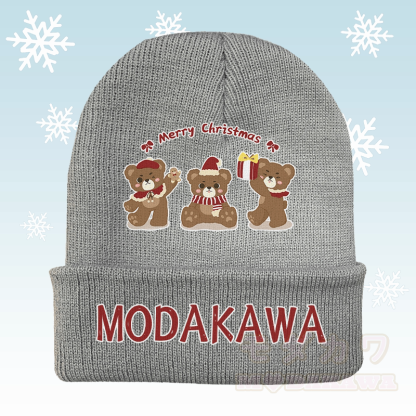 MODAKAWA Strickmütze mit drei Weihnachtsbären-Motiv - Grau - 36-60 cm - image 2
