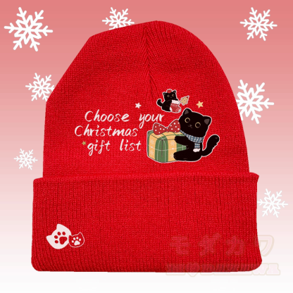 MODAKAWA Weihnachtsstrickmütze mit schwarzem Katzenmotiv - Rot - 36-60 cm - image 1