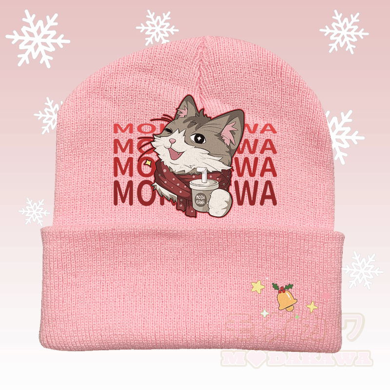 MODAKAWA Weihnachtsschal mit Katzenmotiv, Strickmütze - Rosa - 36-60 cm - image 3