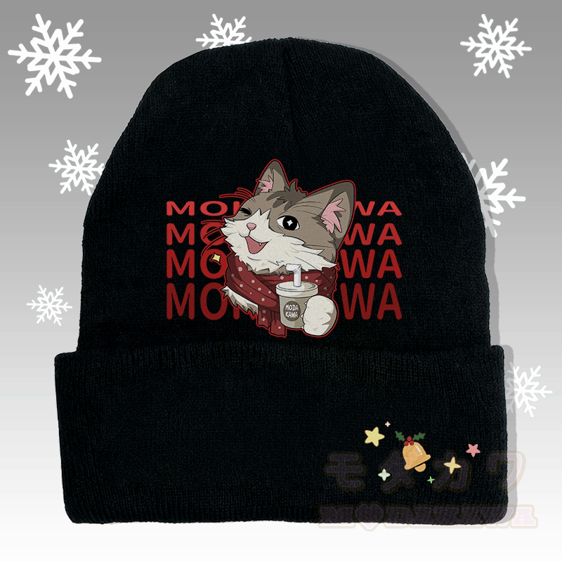 MODAKAWA Weihnachtsschal mit Katzenmotiv, Strickmütze - Schwarz - 36-60 cm - image 1