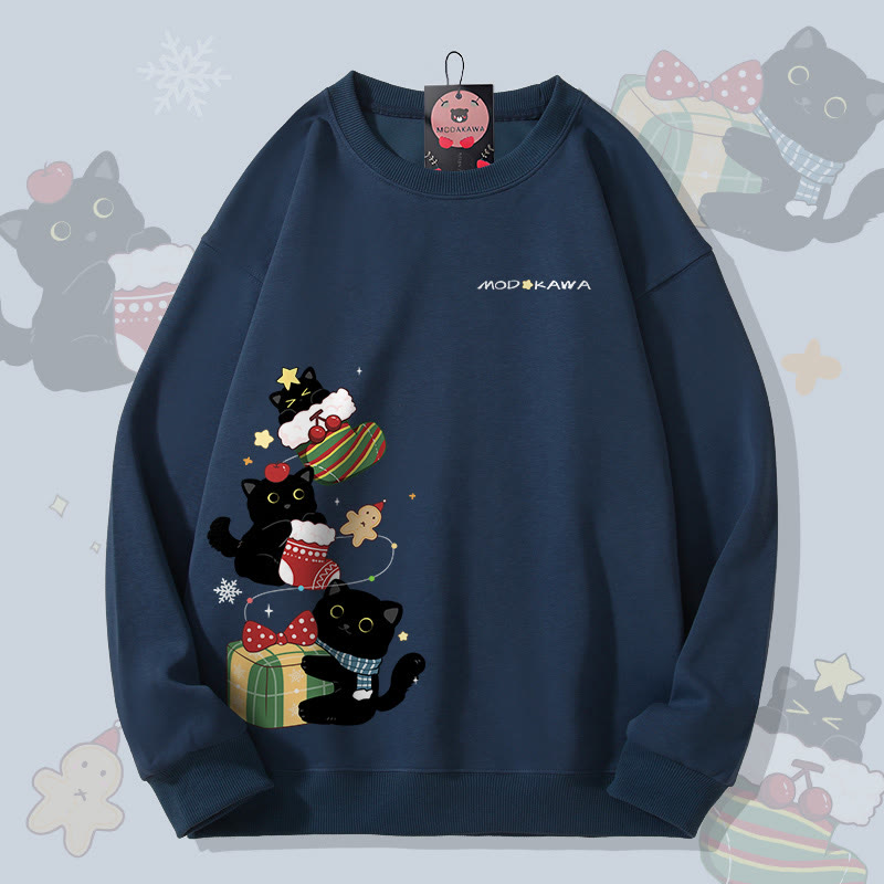 MODAKAWA Unisex-Sweatshirt mit Weihnachtsmotiv (Schwarze Katze) - Purplish Blue - 5XL - image 1
