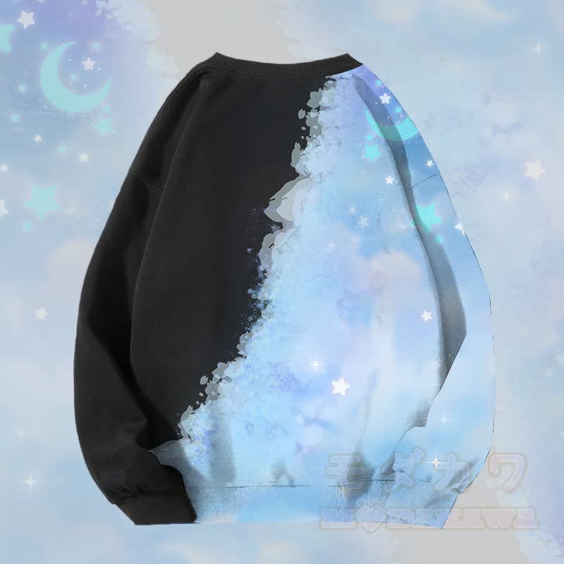 MODAKAWA Unisex-Sweatshirt mit Mond- und Sternen-Farbverlauf und Allover-Print - image 2