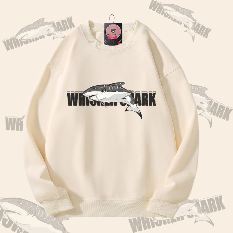 MODAKAWA Unisex-Sweatshirt mit Schnurrbart-Hai-Motiv - Beige - 5XL - image 1