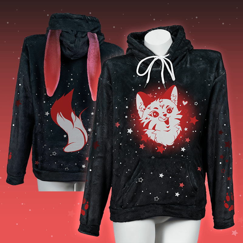 MODAKAWA Niedlicher Fuchs-Plüschhoodie mit Hasenohren - image 1