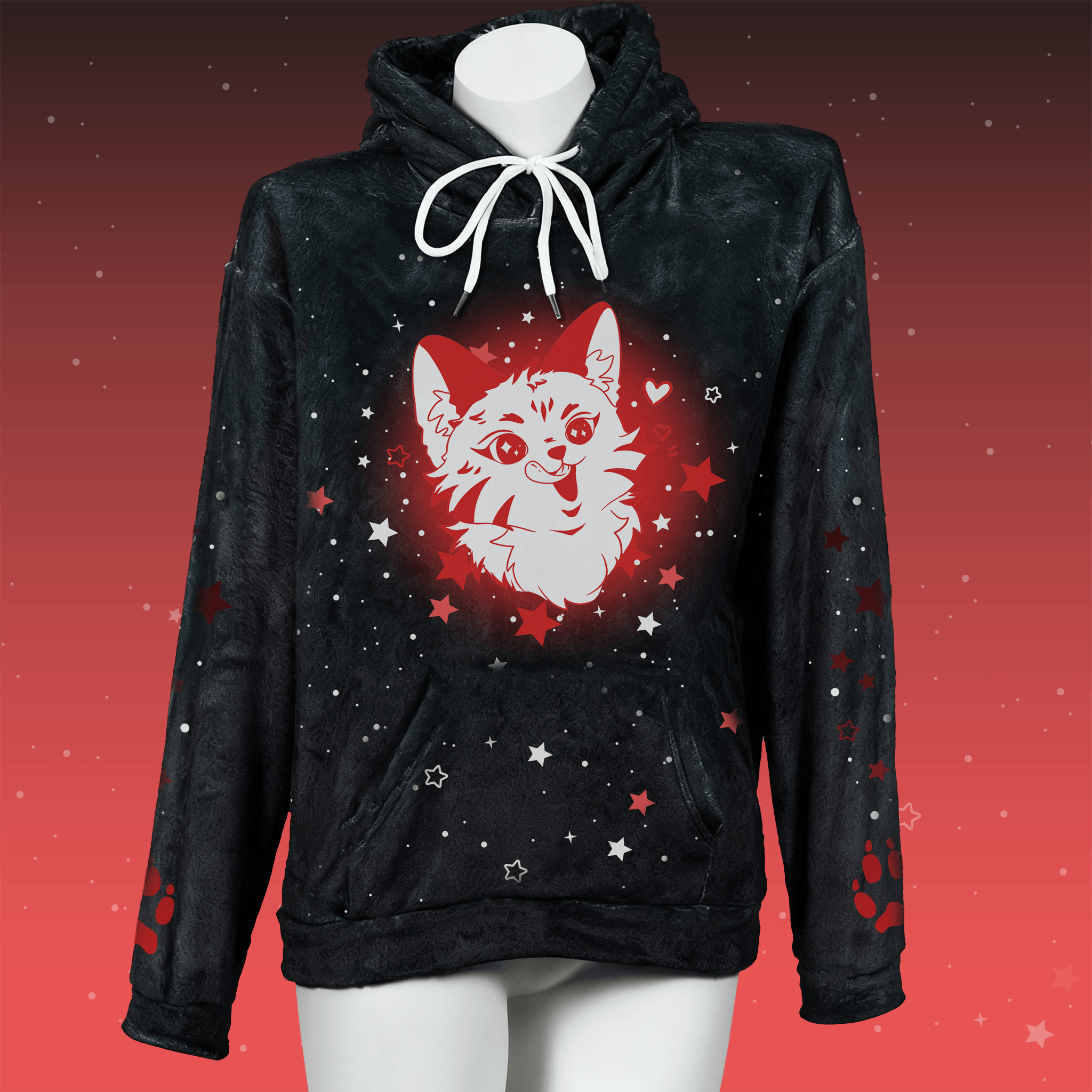 MODAKAWA Niedlicher Fuchs-Plüschhoodie mit Hasenohren - Black - 4XL - image 2