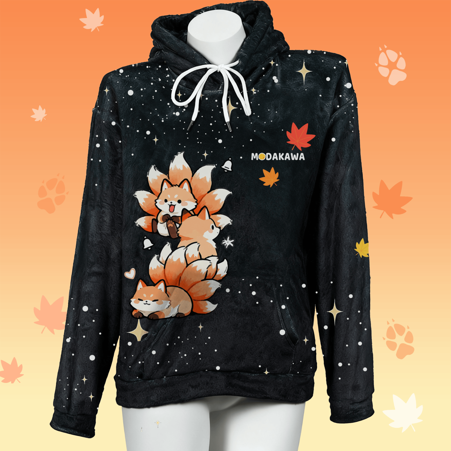 MODAKAWA Plüsch-Hoodie mit neunschwänzigem Fuchsmotiv und Hasenohren - Black - 4XL - image 2