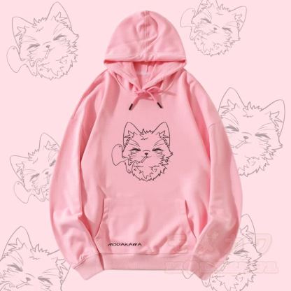 MODAKAWA Smoking Kitty Grafik Streetwear Pullover Hoodie - Rosa - 5XL - image 3