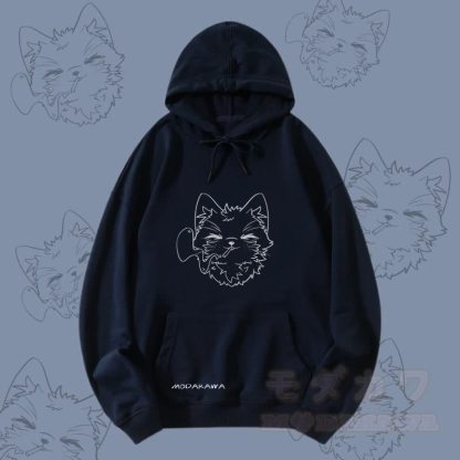 MODAKAWA Smoking Kitty Grafik Streetwear Pullover Hoodie - Purpurblau - 5XL - image 2
