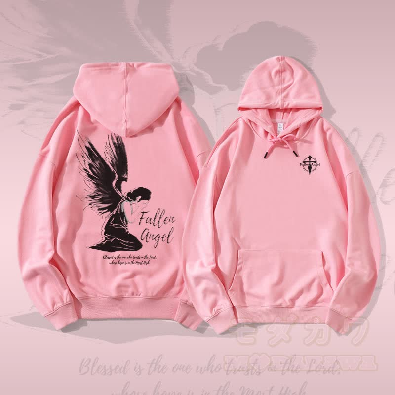 MODAKAWA Fallen Angel Graphic Streetwear Pullover Hoodie - Rosa - 5XL - image 2