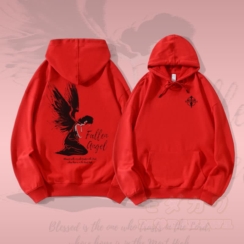 MODAKAWA Fallen Angel Graphic Streetwear Pullover Hoodie - Rot - 5XL - image 1