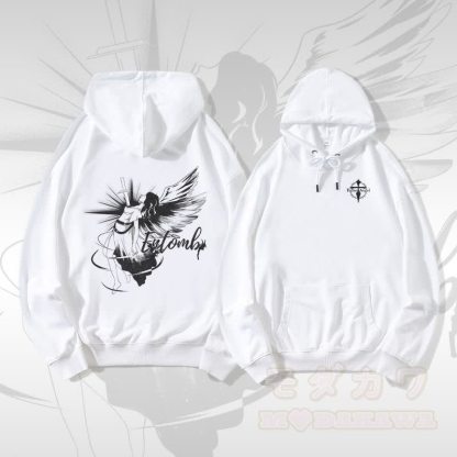 MODAKAWA ENTOMB Fallen Angel Graphic Streetwear Pullover Hoodie - Weiß - 5XL - image 3