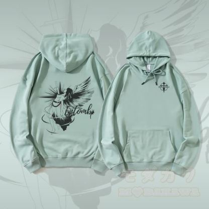 MODAKAWA ENTOMB Fallen Angel Graphic Streetwear Pullover Hoodie - Grün - 5XL - image 2