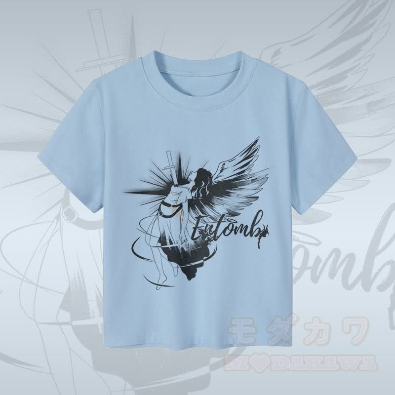 MODAKAWA ENTOMB Fallen Angel Graphic Damen Cropped T-Shirt 92% gekämmte Baumwolle - Blau - XL - image 2