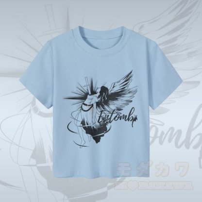 MODAKAWA ENTOMB Fallen Angel Graphic Damen Cropped T-Shirt 92% gekämmte Baumwolle - Blau - XL - image 2