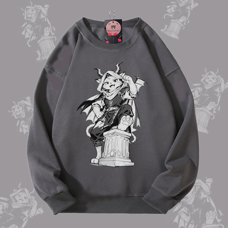 MODAKAWA Unisex-Sweatshirt mit Katzenmotiv „Dark Knight“ - Dark Grey - 5XL - image 1