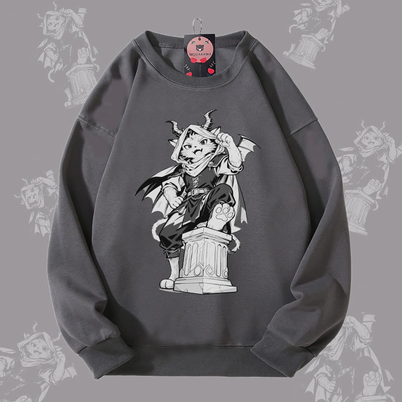 MODAKAWA Unisex-Sweatshirt mit Katzenmotiv „Dark Knight“ - Dark Grey - 5XL - image 1