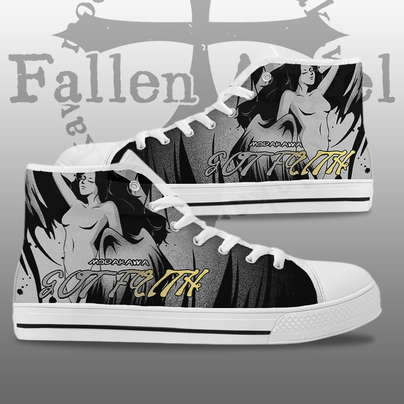 MODAKAWA GOT FAITH Angel Graphic High Top Canvas Schuhe - White - 44 - image 2